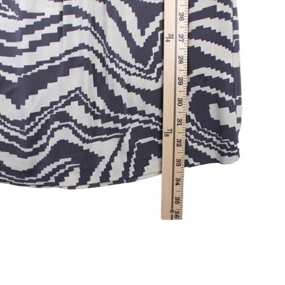 Trina Turk Women Zebra Dress Silk Size 2 Gray Cream Short Sleeve Shift Belted - Picture 12 of 12